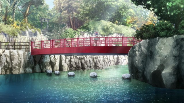 Pausing on Togetsukyo Bridge